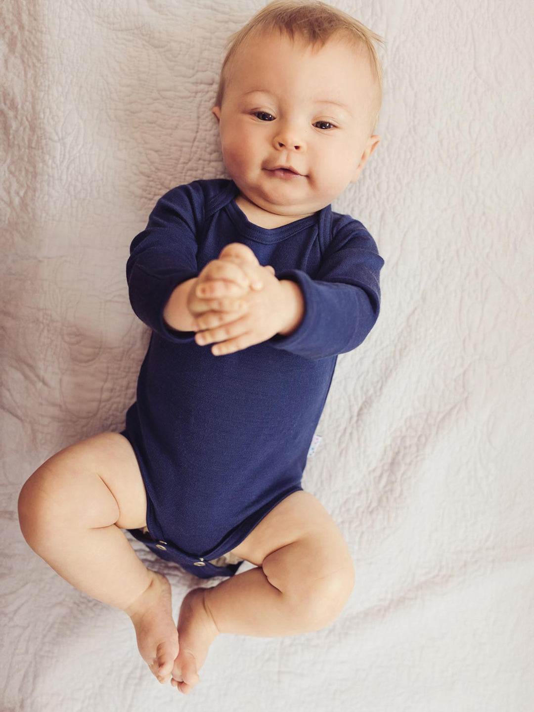 Baby Merino Bodysuit Superlove Merino Navy close #colour_french-navy