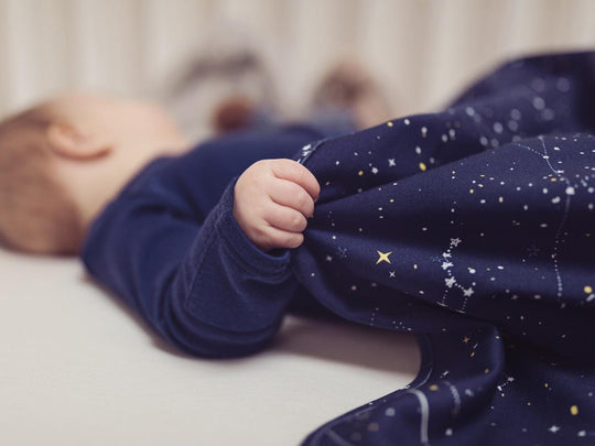 merino baby cot blanket navy stars detail  #colour_superstar