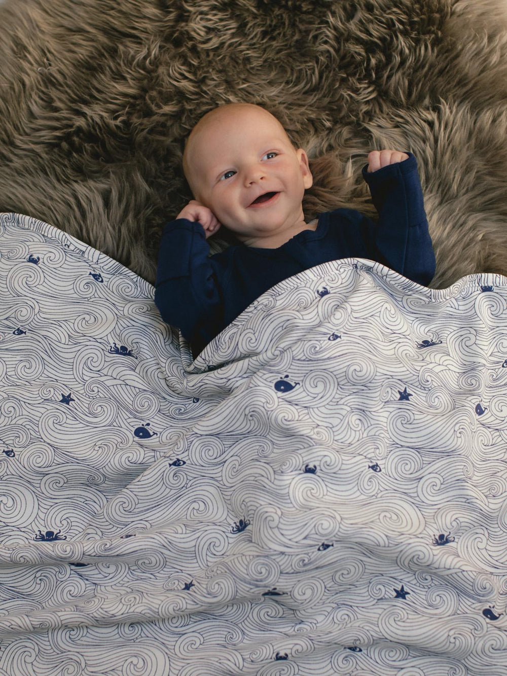 merino baby cot blanket ocean #colour_drifting-off