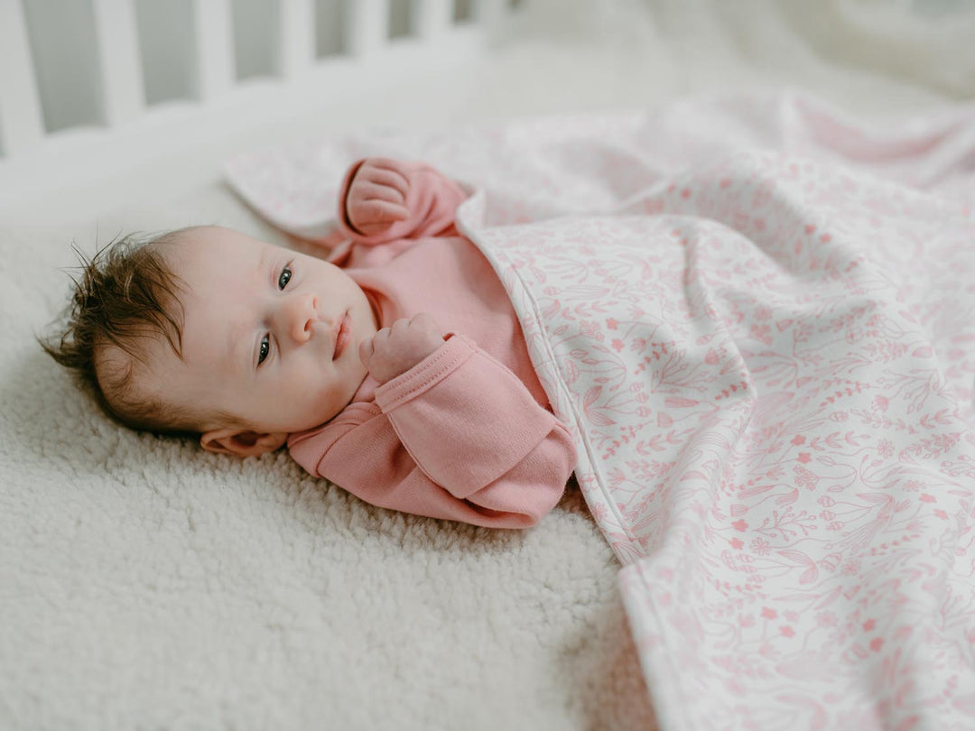 merino baby cot blanket pink floral side  #colour_millefleur