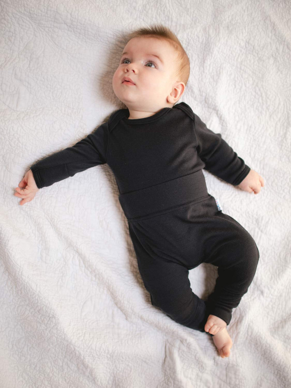 baby merino thermal base layer Superlove Merino black pyjama full #colour_ink