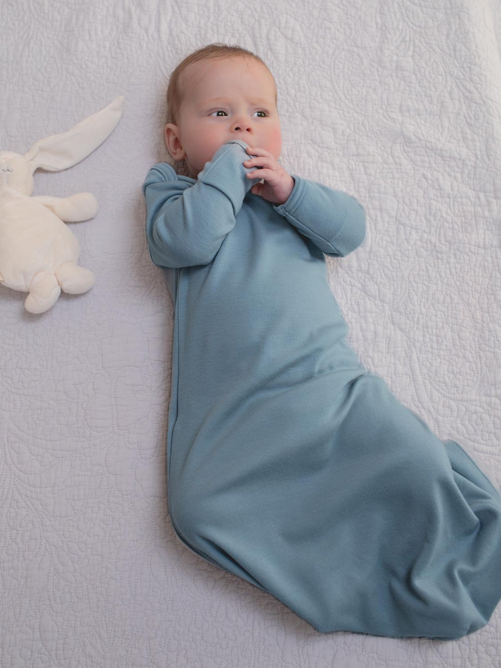 Merino newborn baby merino sleep gown blue full #colour_lake