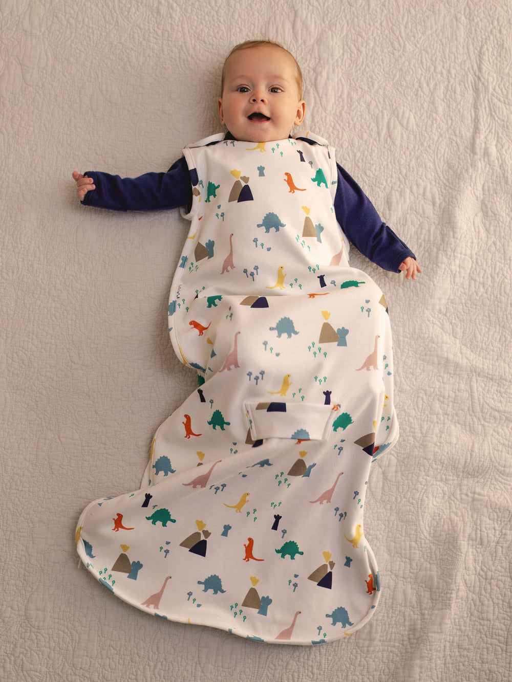 Merino baby sleeping bag dinosaur  front #colour_dinosaurs