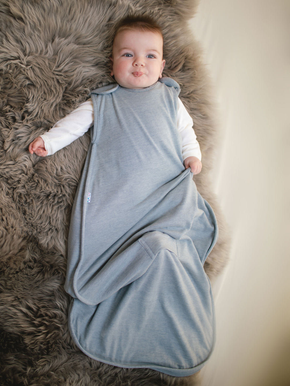 merino baby sleeping bag grey full length superlove #colour_cloud-grey-melange