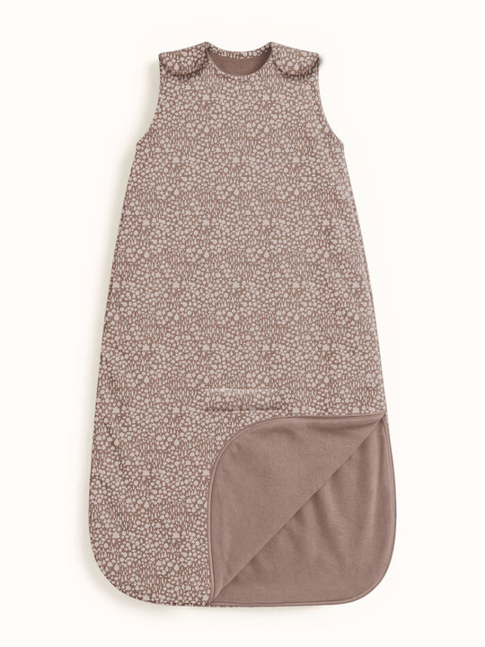Merino baby sleeping bag neutral forest woodland print still #colour_sylvan-fawn