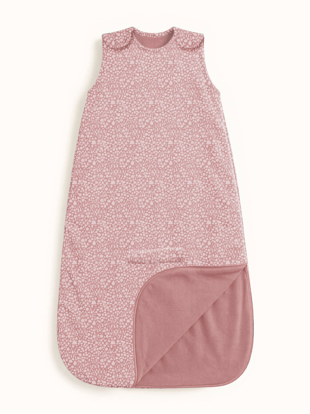 Merino baby sleeping bag neutral forest woodland print still pink #colour_sylvan-rose