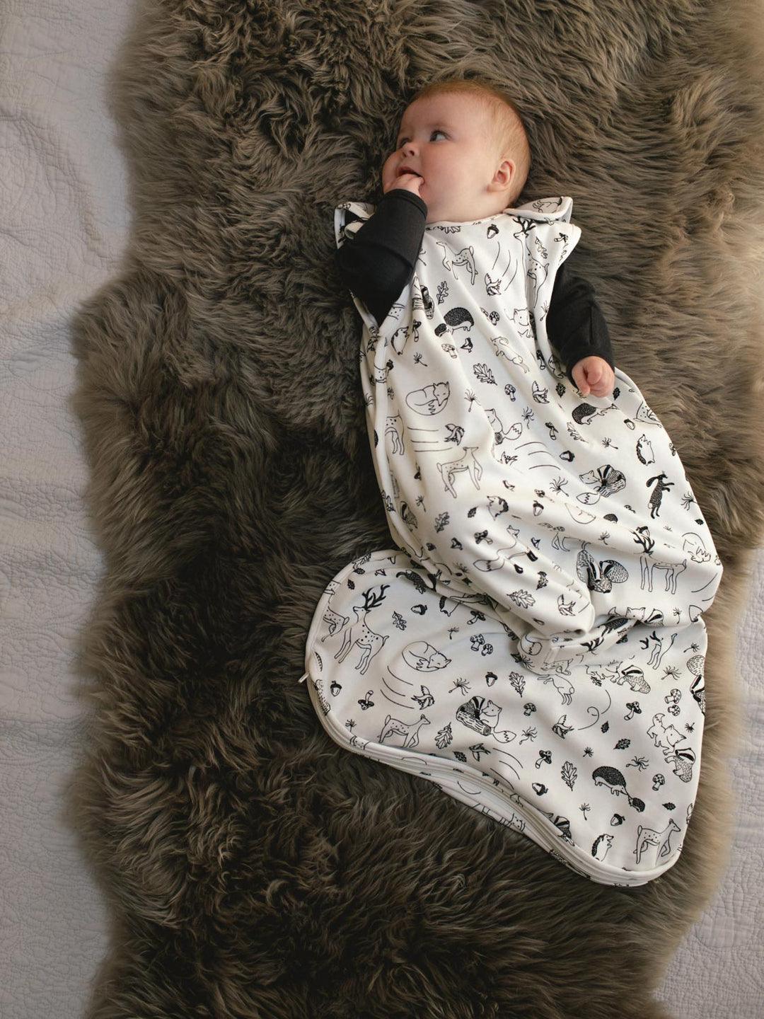 Merino baby sleeping bag woodland animal sleepsack #colour_enchanted-forest