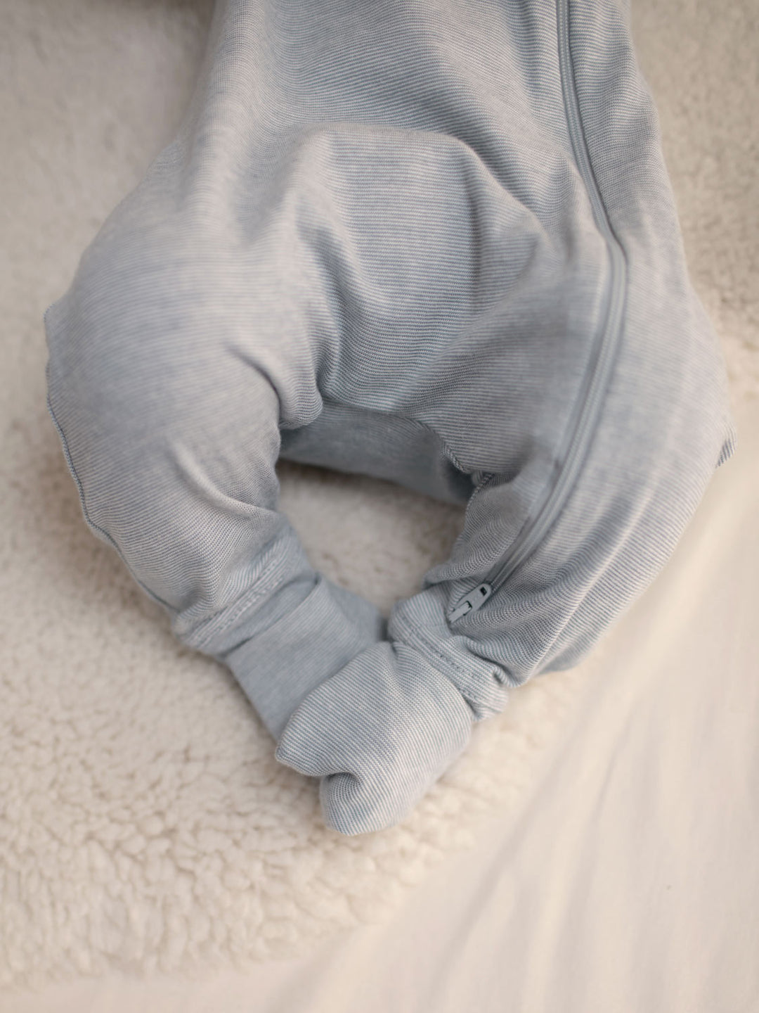merino baby sleepsuit grey superlove footed #colour_cloud-grey-melange
