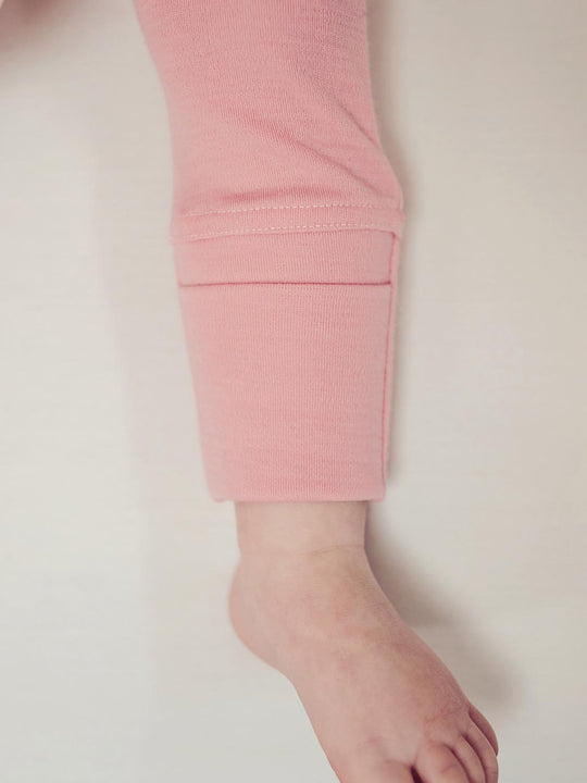 baby merino thermal base layer Superlove Merino pink legs #colour_vintage-rose