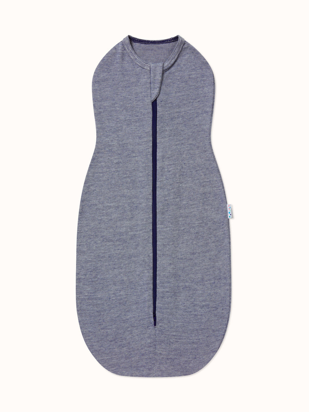 merino organic cotton baby zip swaddle superlove navy blue detail #colour_french-navy-melange