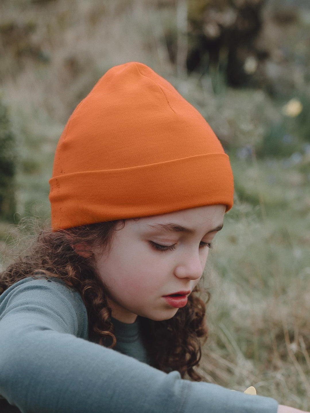 Merino beanie hat girls orange #colour_fox