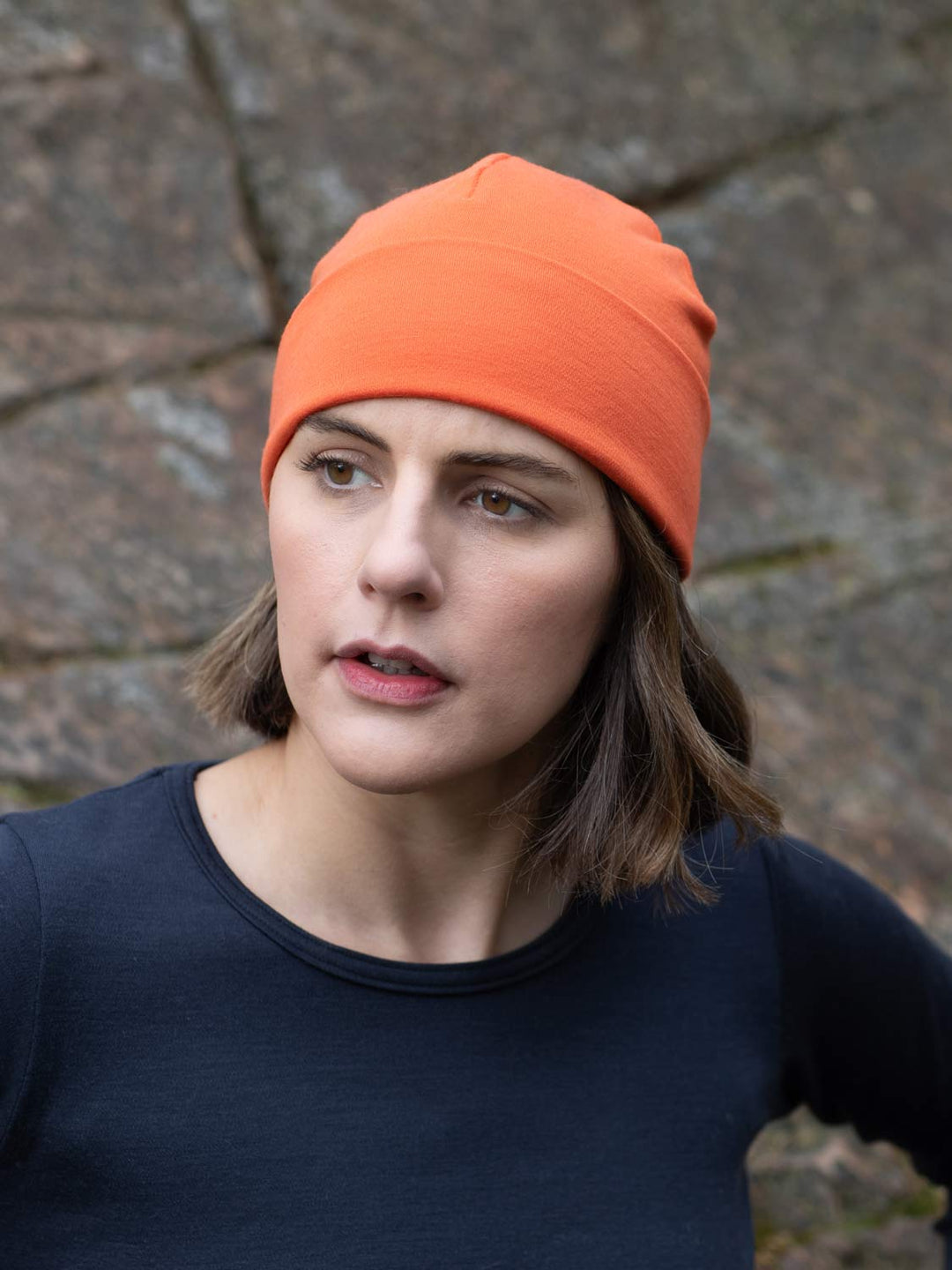 Merino beanie hat orange womans mens unisex #colour_fox