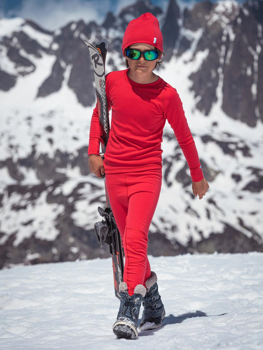 merino beanie red snow ski #colour_soft-red