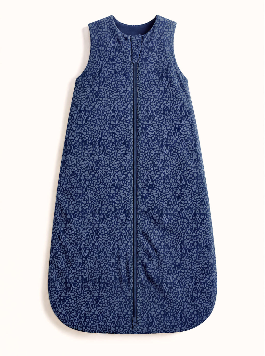 Merino toddler sleeping bag forest woodland print still neutral navy #colour_sylvan-navy