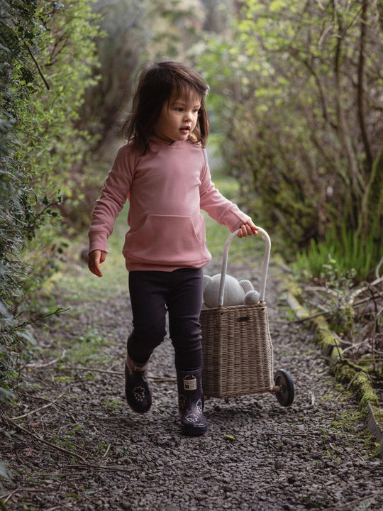 Kids merino hoodie pink action #colour_vintage-rose