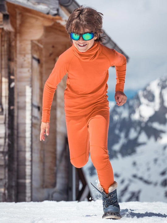 Merino kids thermal baselayer ski orange #colour_fox