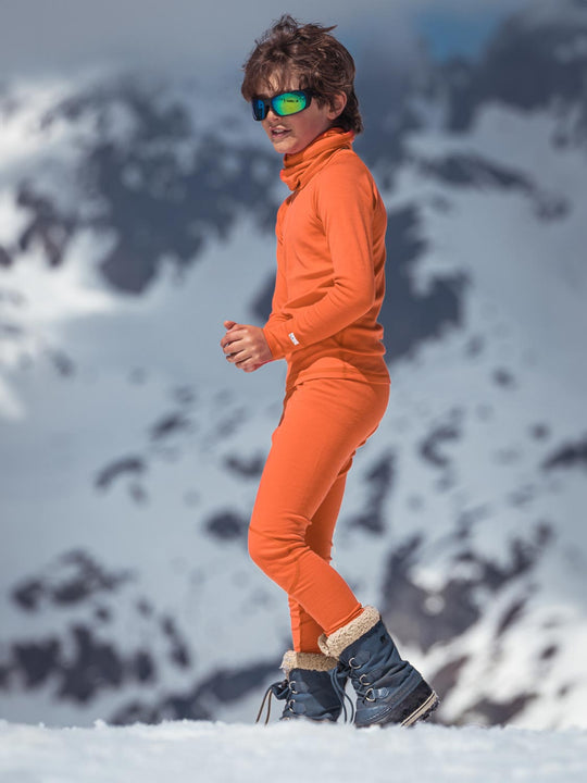 Merino snood neck gaiter orange ski side #colour_fox