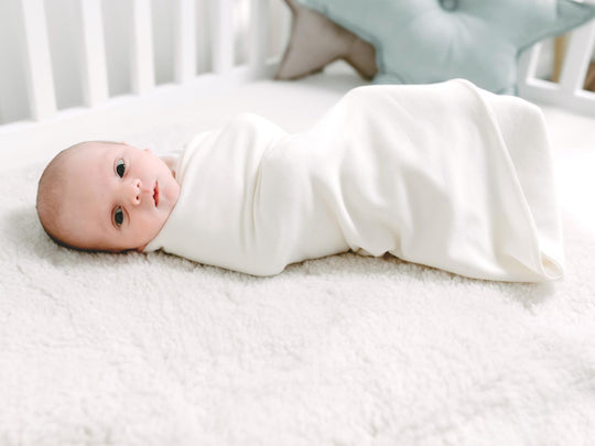 merino newborn baby swaddle ivory side detail #colour_pure-ivory