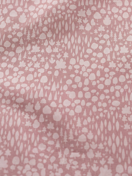 Merino baby sleeping bag forest woodland print swatch pink #colour_sylvan-rose