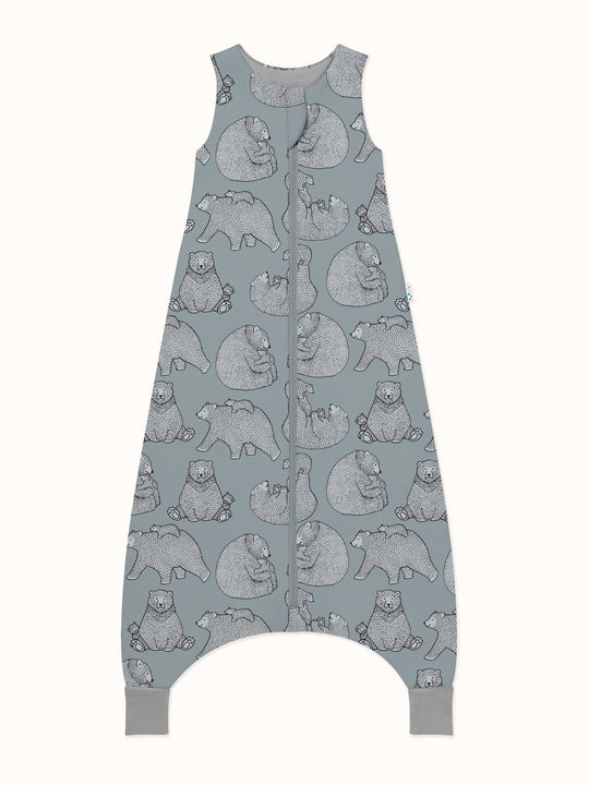 imperfect Merino toddler sleeping bag with feet grey bears still #colour_bearhugs-cloud-grey