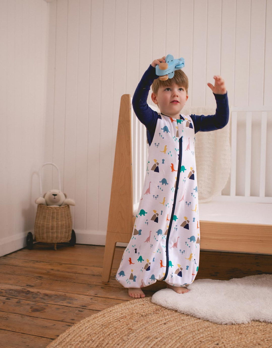 Merino toddler sleeping bag dinosaur front #colour_dinosaurs