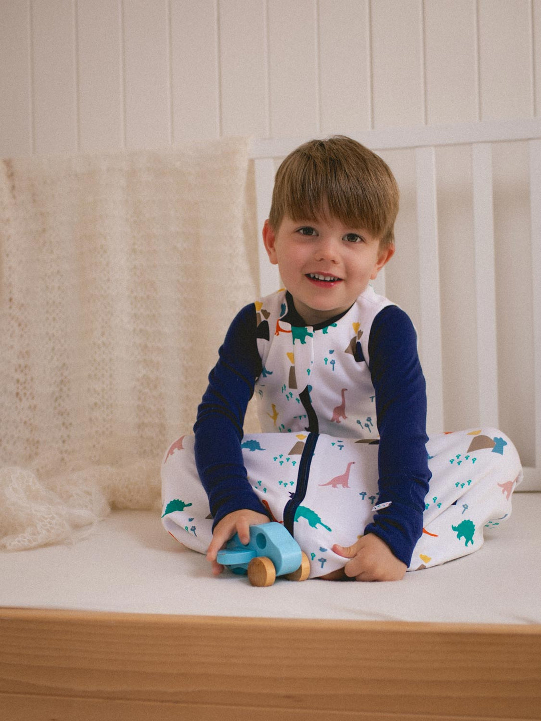 Merino toddler sleeping bag with feet   #colour_dinosaurs