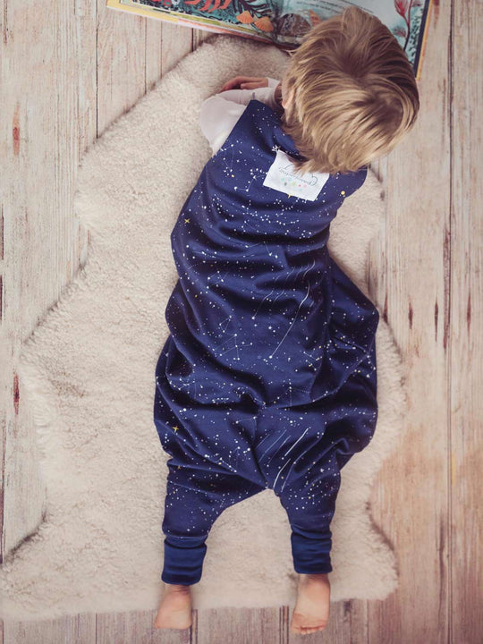 Merino toddler sleeping bag navy star detail  #colour_superstar