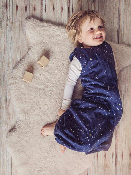 Merino toddler sleeping bag navy star back  #colour_superstar