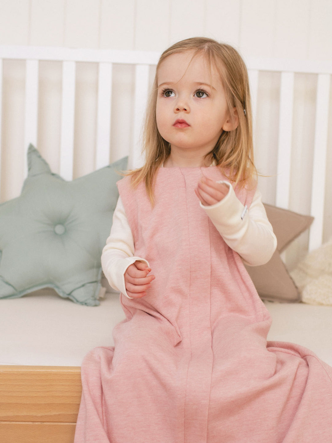 toddler merino sleeping bag pink superlove detail #colour_vintage-rose-melange