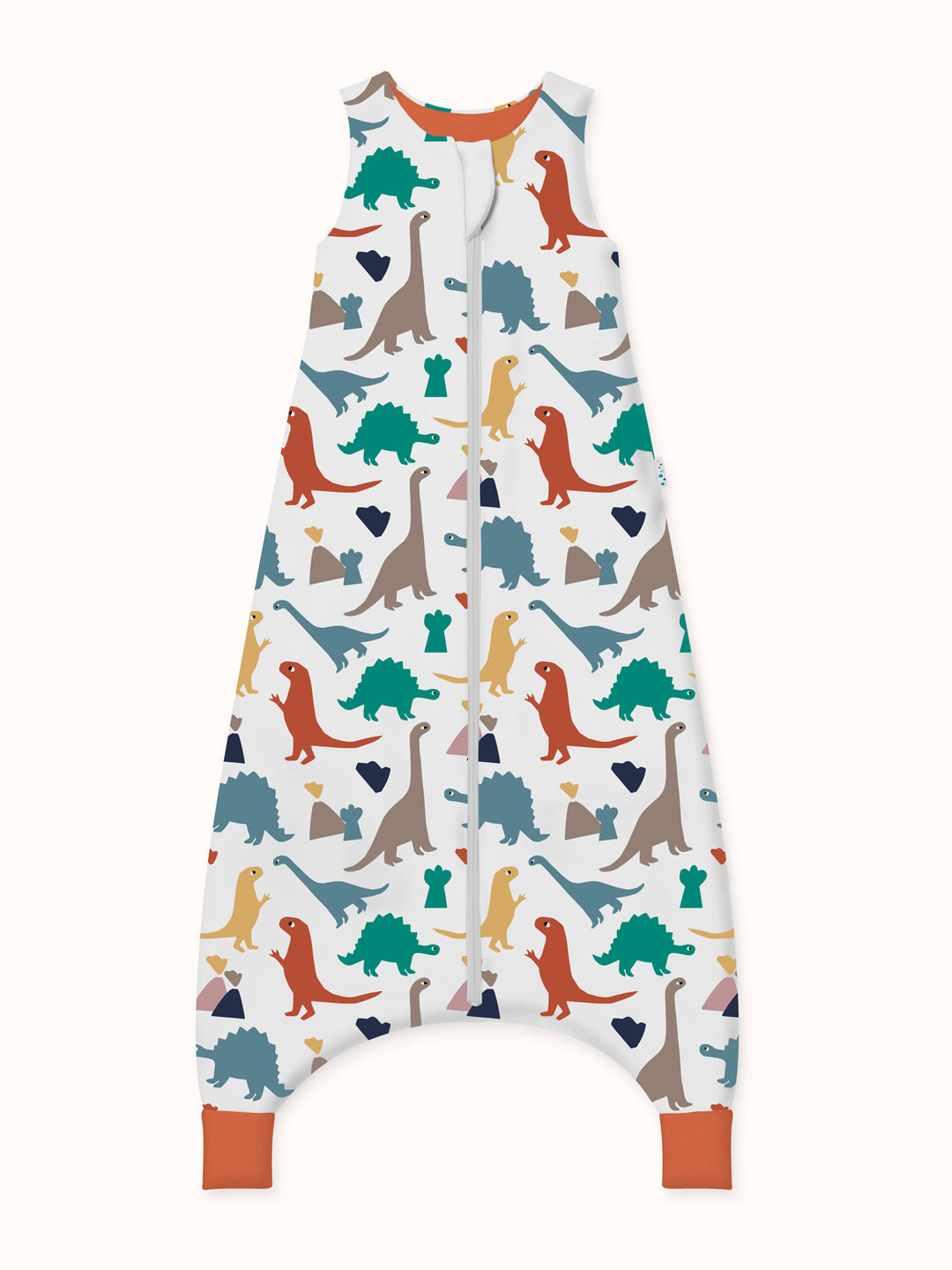 Merino toddler sleeping bag with feet dinosaur print still #colour_dinosaurs