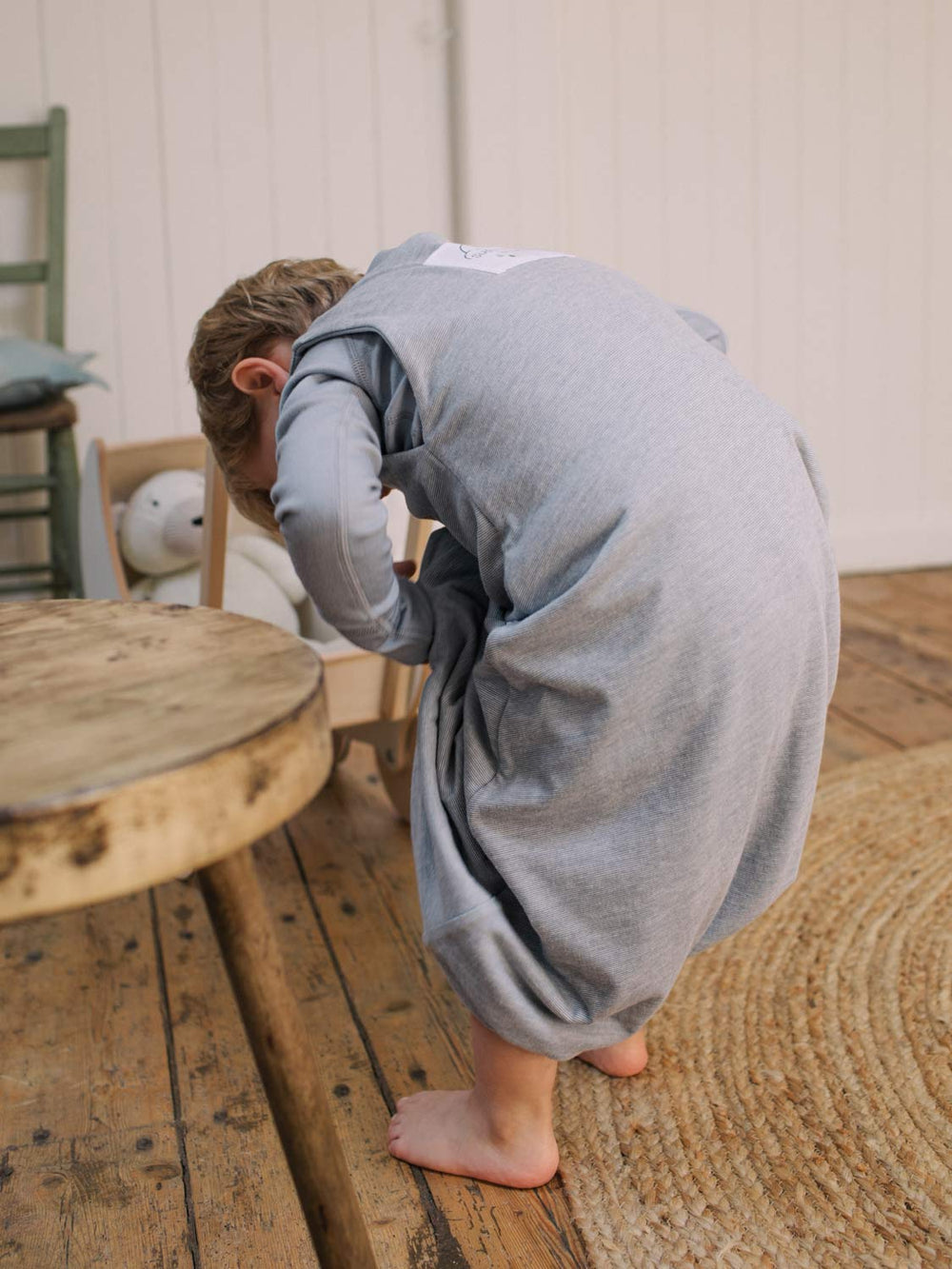 toddler merino sleeping bag with feet grey superlove wool #colour_cloud-grey-melange