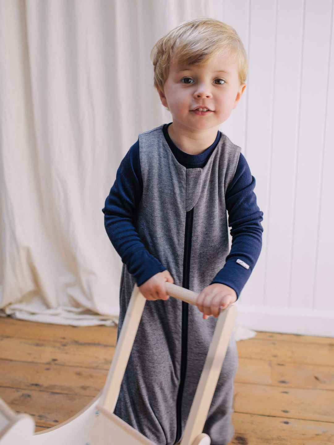 toddler merino sleeping bag with feet navy blue boys superlove #colour_french-navy-melange