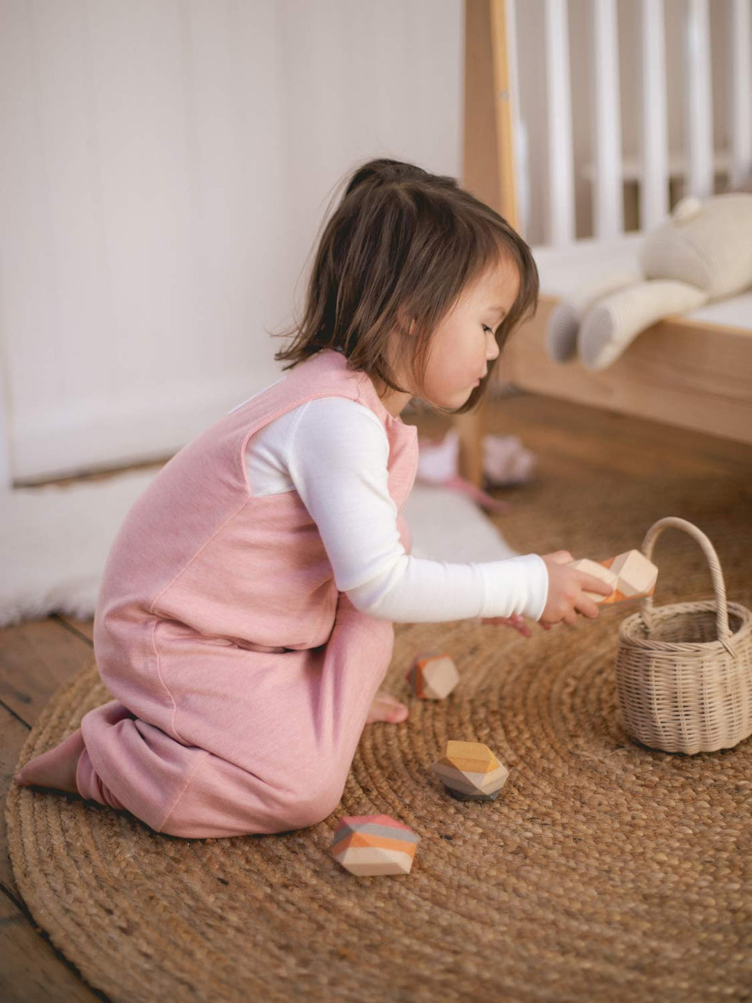 superlove toddler merino sleeping bag with feet side pink still #colour_vintage-rose-melange