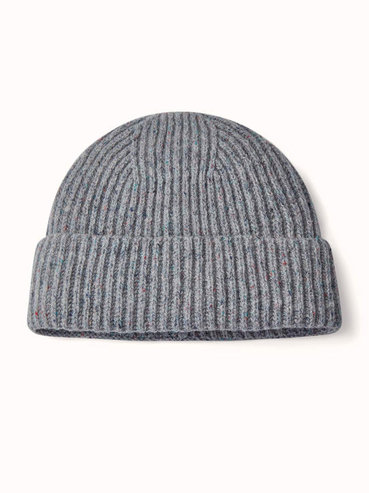 Merino wool unisex fishermans rib knit beanie hat #colour_stardust-grey