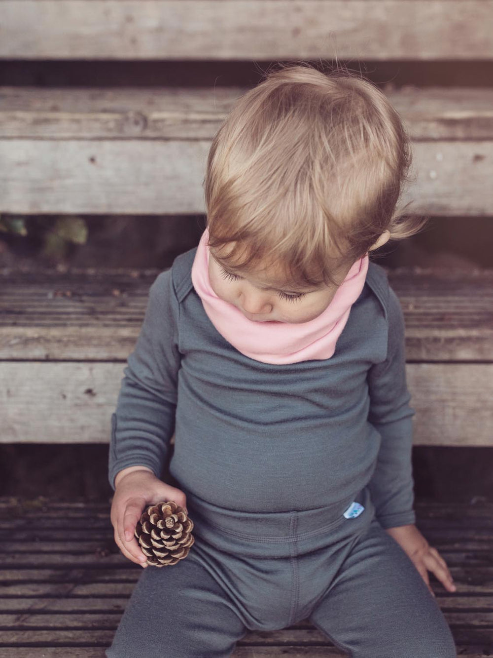 merino wool snood pink toddler front #colour_vintage-rose