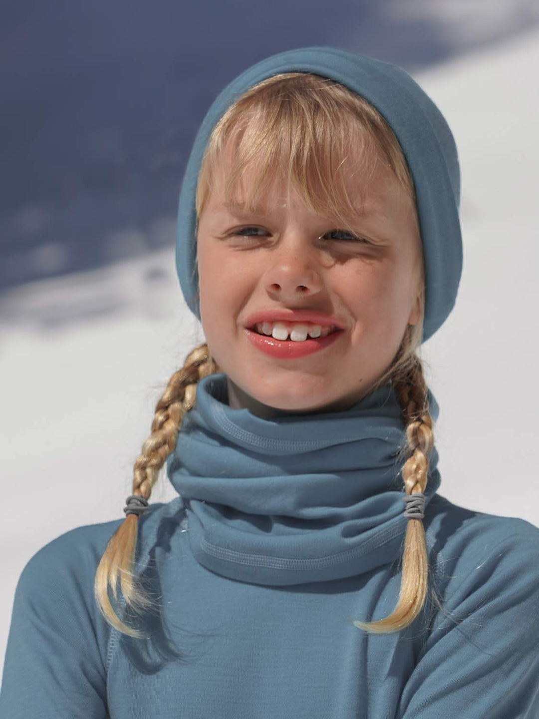 Merino snood neck gaiter blue ski #colour_lake