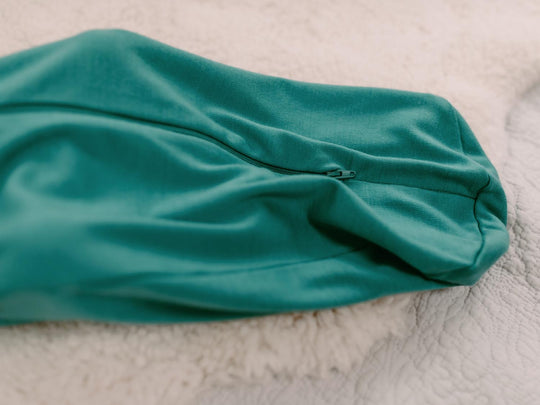 newborn baby merino zip swaddle green #colour_wild-green