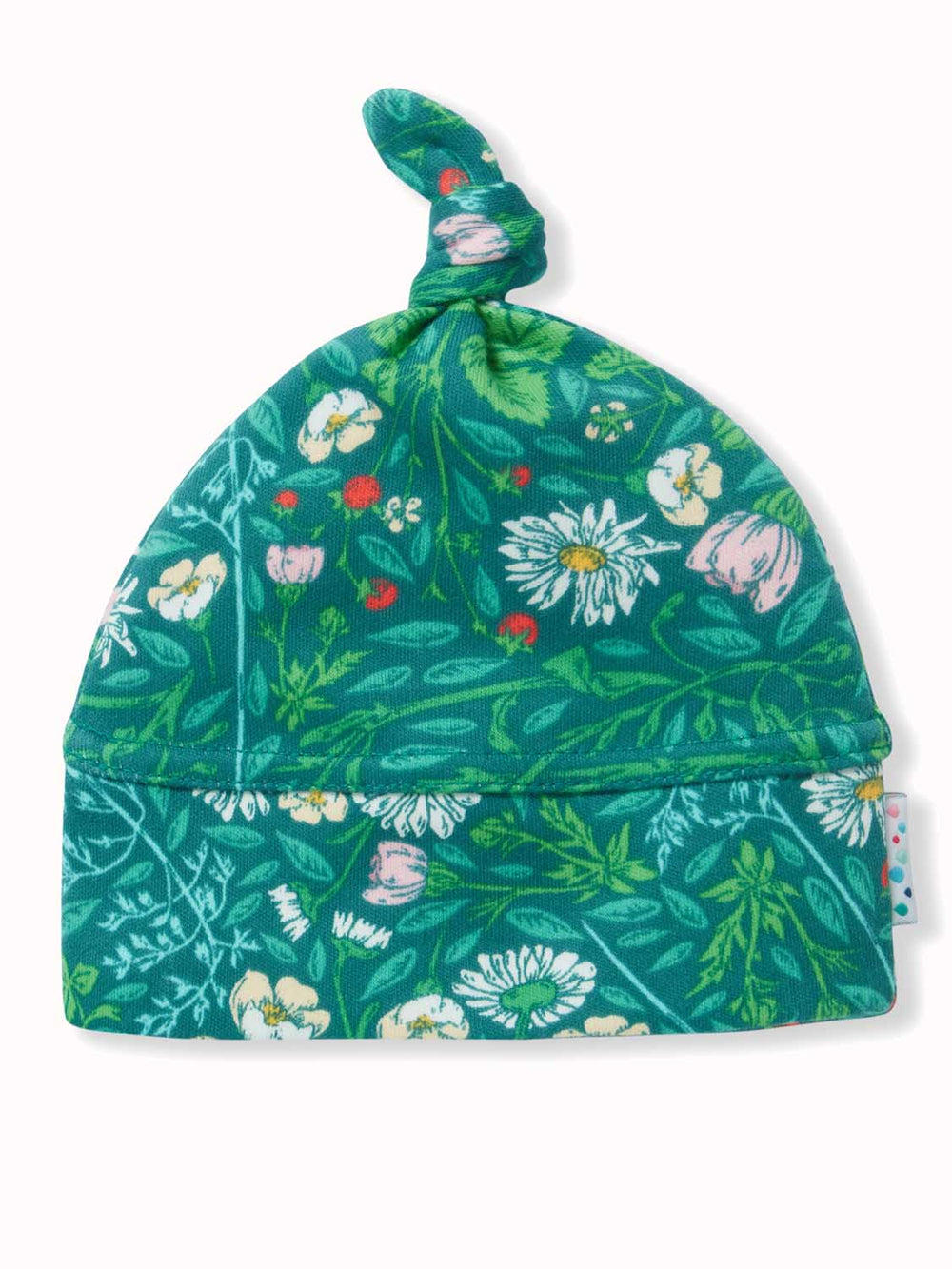 organic cotton newborn baby hat floral green #colour_secret-garden