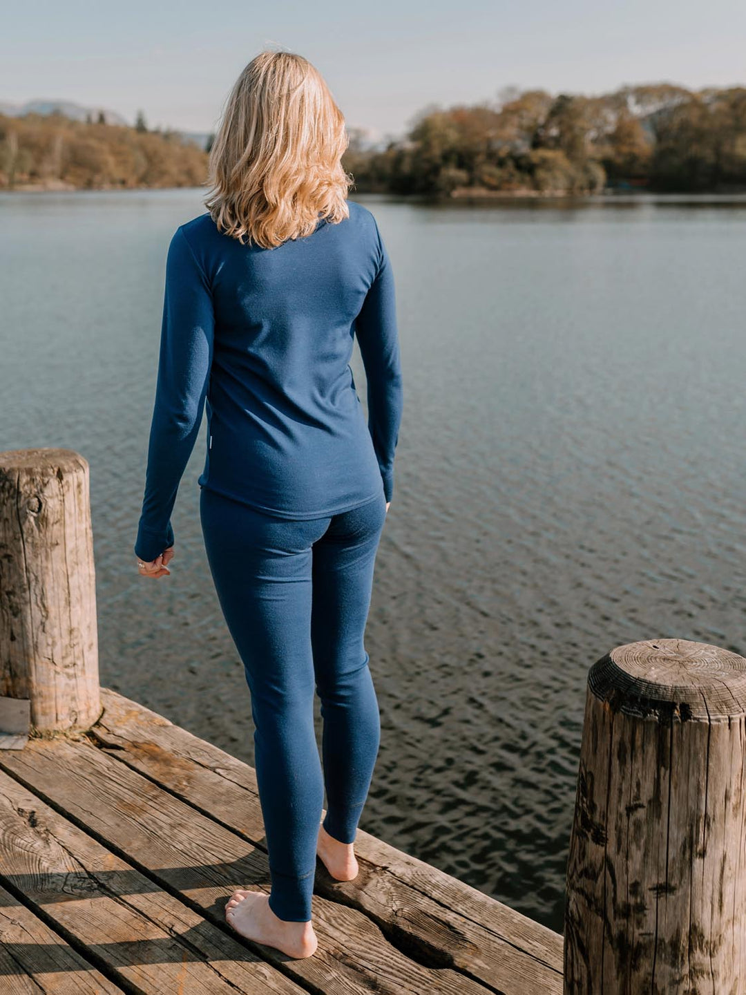 womens merino base layer thermal navy back #colour_french-navy