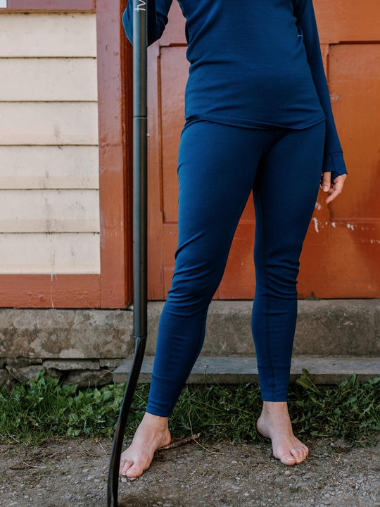 womens merino base layer thermal navy legging front #colour_french-navy