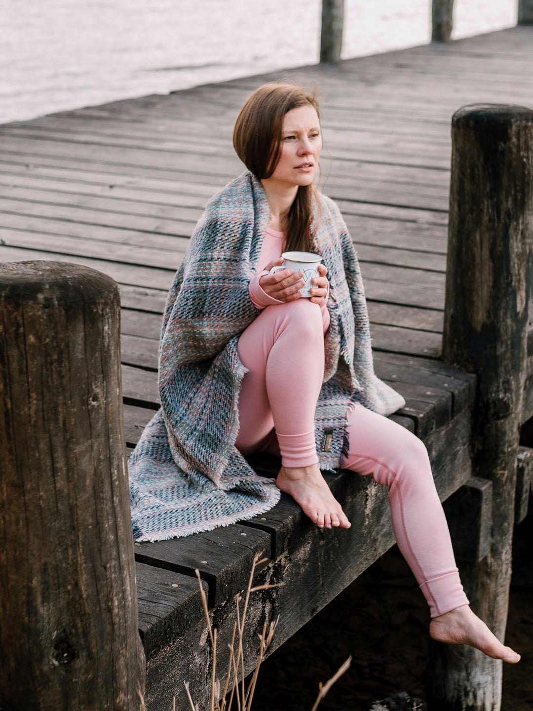 womens merino base layer thermal pink legging #colour_vintage-rose