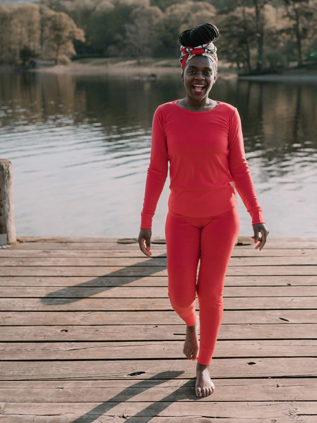 womens merino thermal base layer superlove merino  red front #colour_soft-red