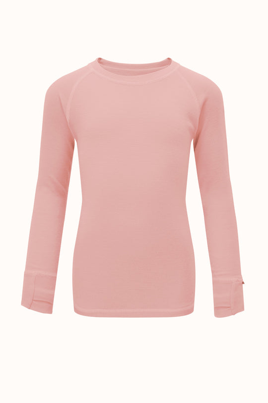 Imperfect Merino Kids Base Layer Top Imperfect Superlove Outlet Soft Red #colour_vintage-rose